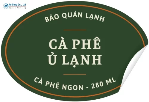 Mẫu tem nhãn coffee dạng oval