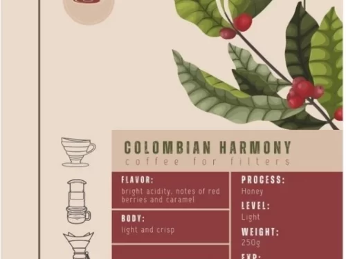 Mẫu tem coffee chuyên nghiệp dạng chữ nhật dọc