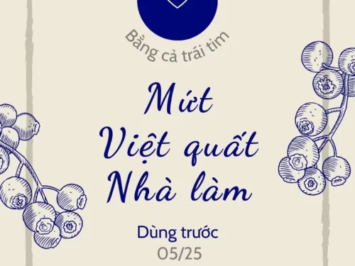 Mẫu tem nhãn hộp mứt việt quất dạng vuông