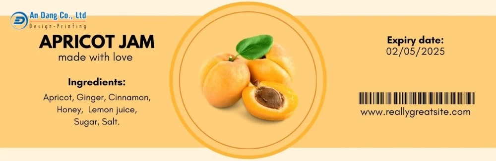 Mẫu tem dán hộp mứt mơ