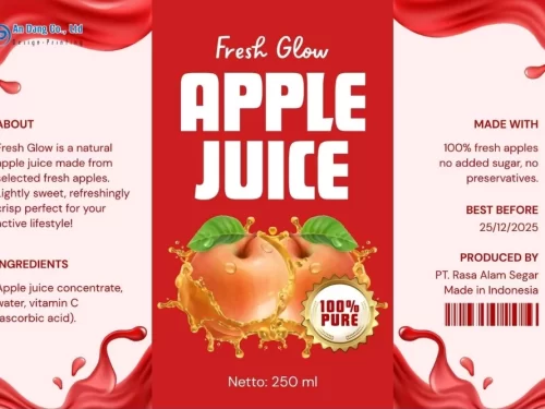 Mẫu tem dán chai nước ép táo đẹp mắt