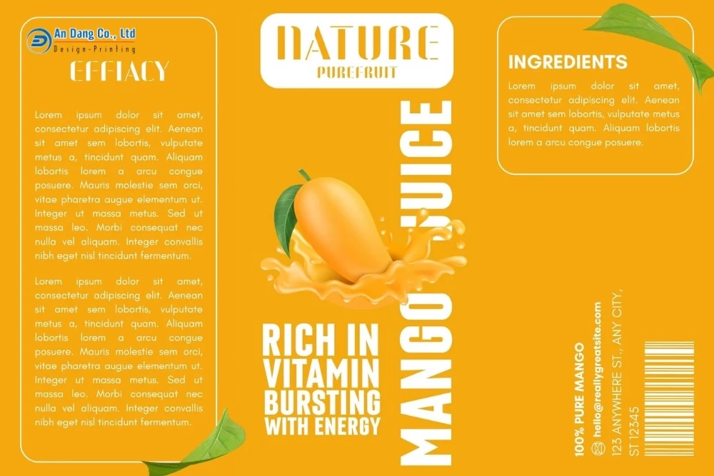 Mẫu tem nhãn nước ép xoài