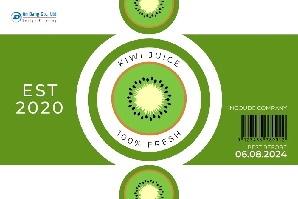 Mẫu tem nhãn nước ép kiwi
