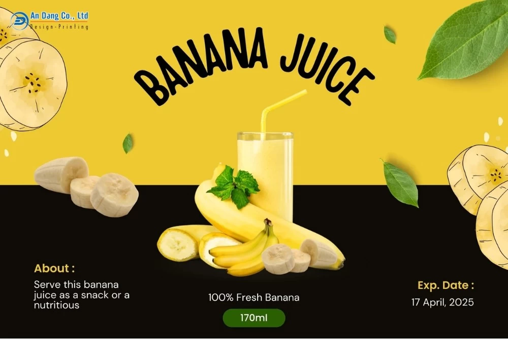 Mẫu nhãn dán nước ép chuối đẹp mắt