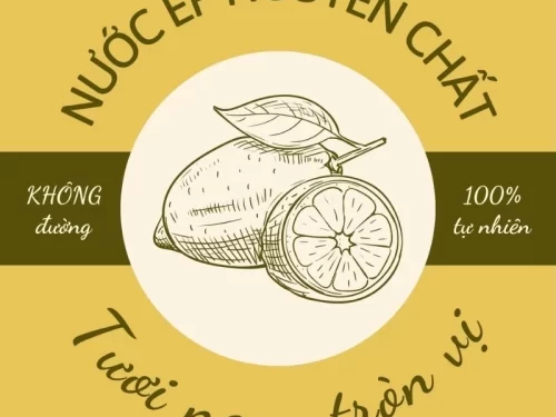 Mẫu tem nhãn nước ép hoa quả dạng vuông