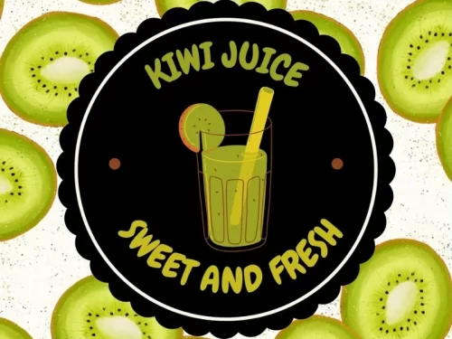 Mẫu nhãn dán chai nước ép kiwi dạng vuông