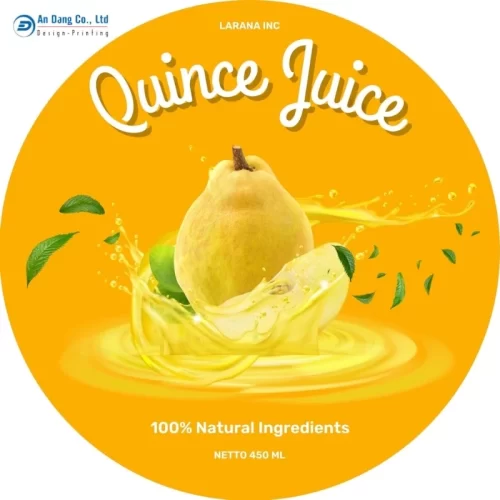 Mẫu tem nhãn nước ép mộc qua dạng tròn