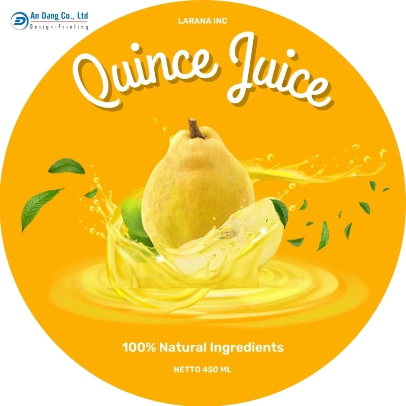 Mẫu tem nhãn nước ép mộc qua dạng tròn