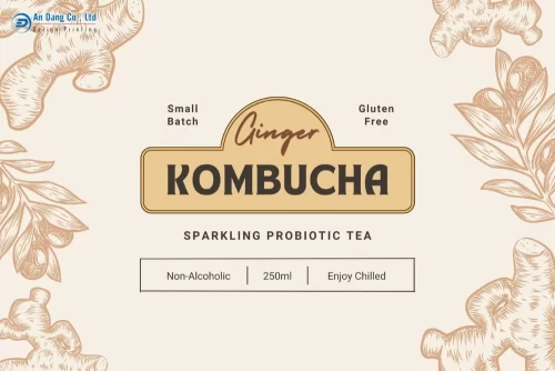 Mẫu tem trà Kombucha vị gừng