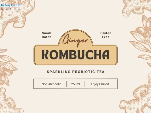 Mẫu tem trà Kombucha vị gừng