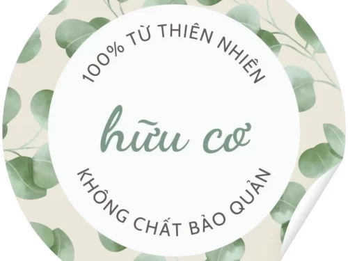 Mẫu nhãn dán tròn cam kết chất lượng sản phẩm trà