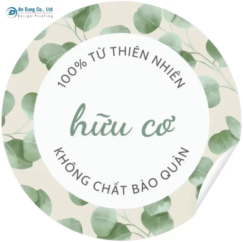 Mẫu nhãn dán tròn cam kết chất lượng sản phẩm trà