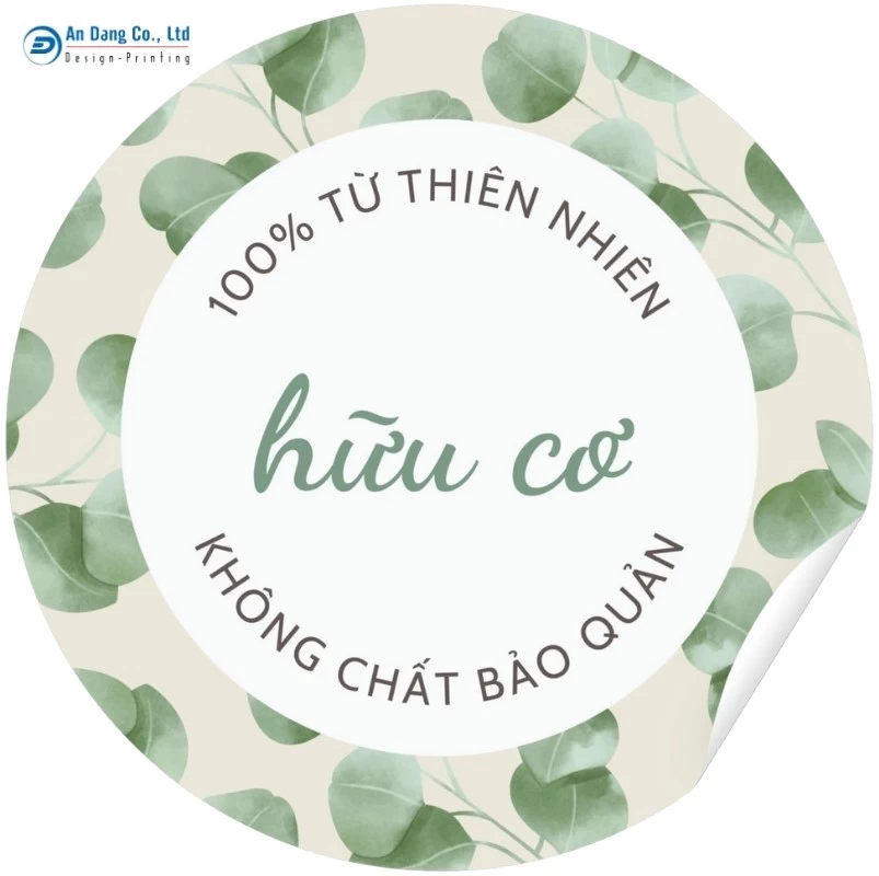 Mẫu nhãn dán tròn cam kết chất lượng sản phẩm trà