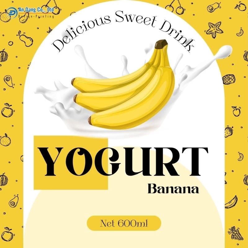Mẫu tem dán hộp sữa chua vị chuối