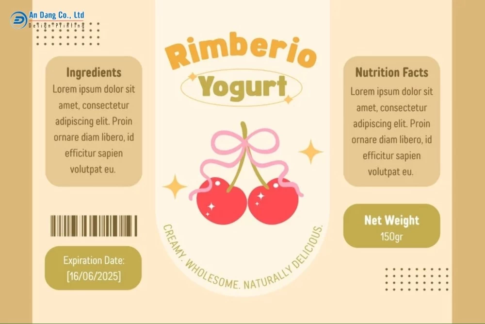 Mẫu nhãn dán hộp sữa chua đơn giản