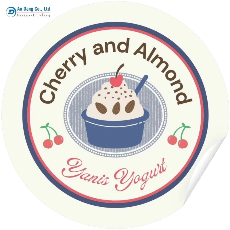 Mẫu tem nhãn sữa chua tròn dễ thương