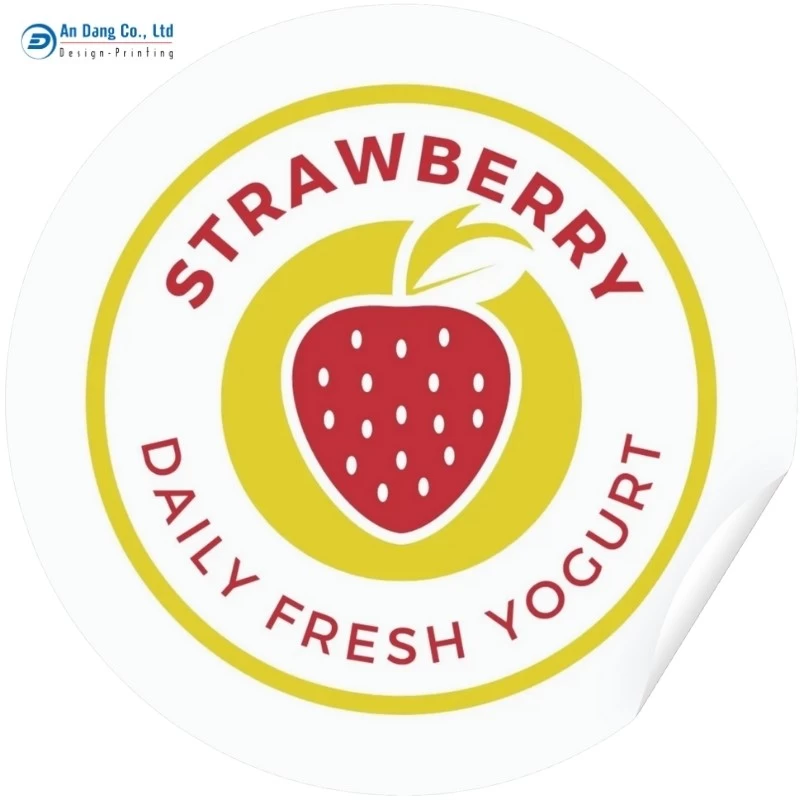 Mẫu tem sữa chua dâu đơn giản