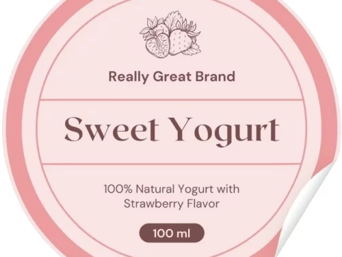 Mẫu tem nhãn sữa chua vị dâu