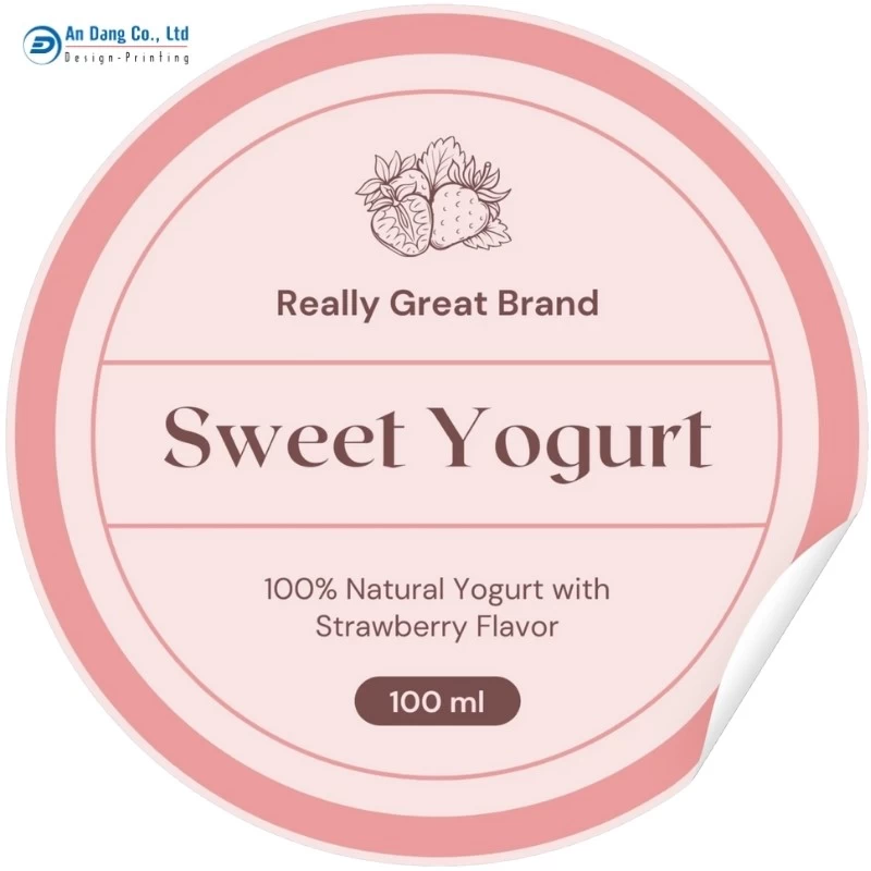 Mẫu tem nhãn sữa chua vị dâu