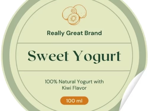 Mẫu tem nhãn sữa chua vị kiwi