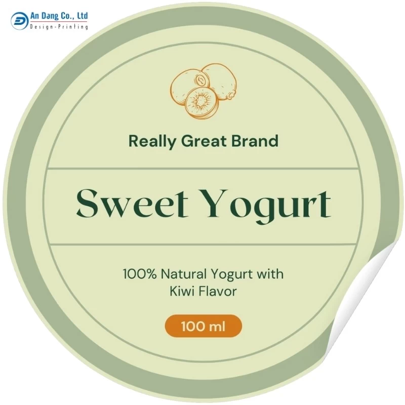 Mẫu tem nhãn sữa chua vị kiwi