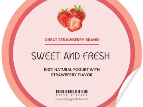 Mẫu tem sữa chua vị dâu đẹp mắt