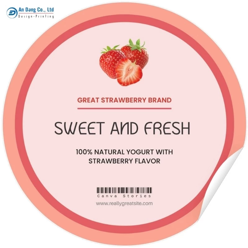 Mẫu tem sữa chua vị dâu đẹp mắt