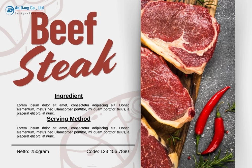 Mẫu tem nhãn thịt bò nổi bật, thu hút