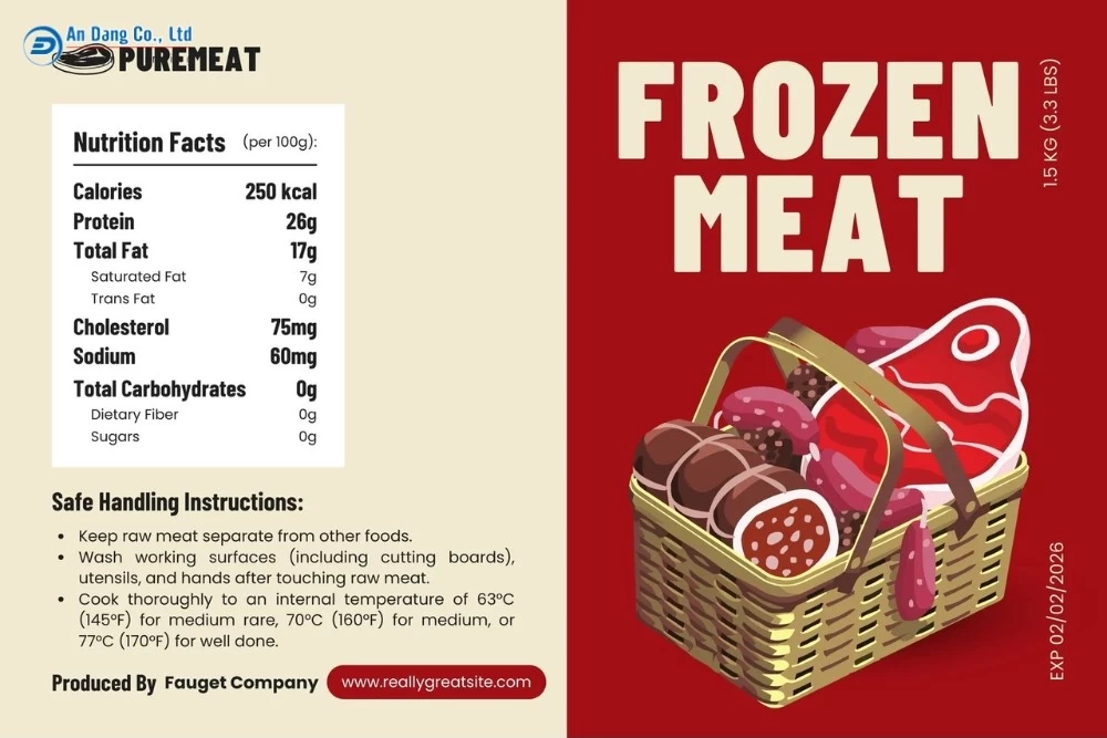 Mẫu tem nhãn thịt đông lạnh