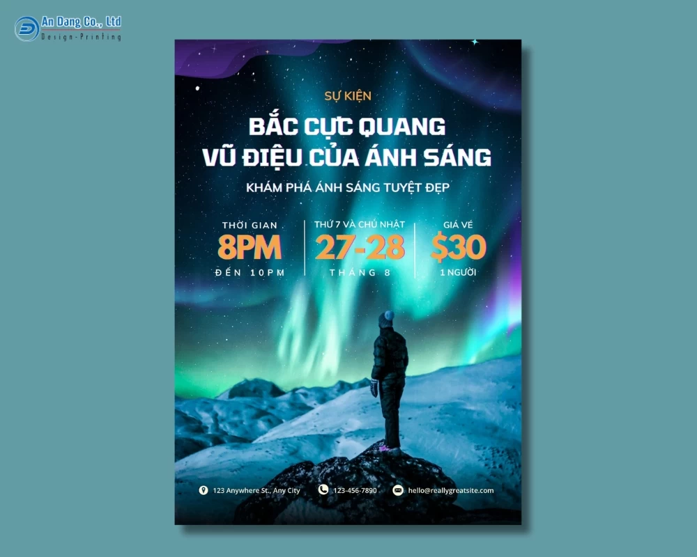 Mẫu 11 - tờ rơi du lịch quảng cáo sự kiện ngắm cực quang