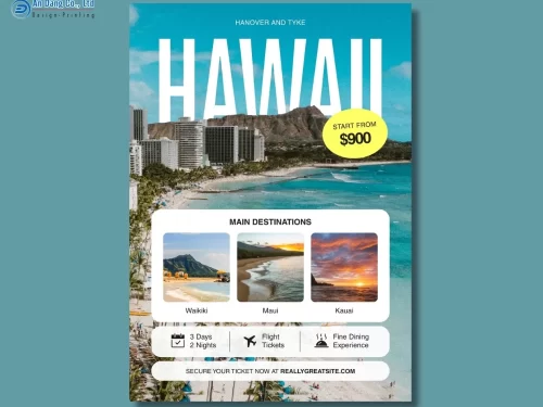 Mẫu 26 - tờ rơi du lịch quảng cáo tour Hawaii