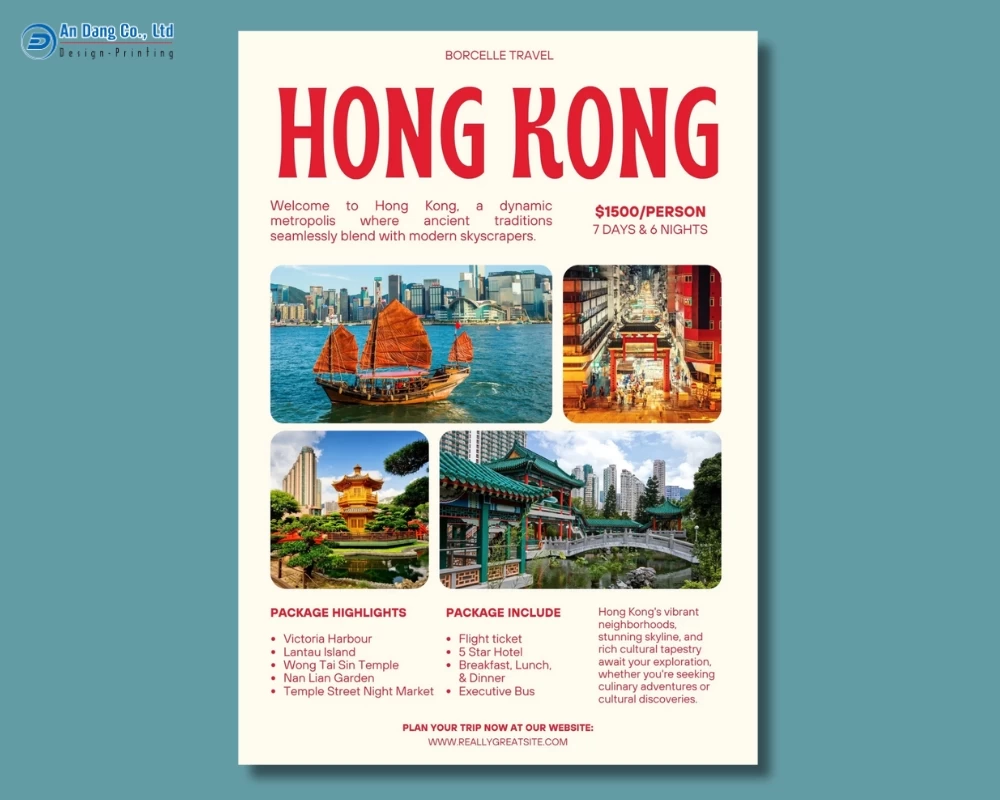 Mẫu 27 - tờ rơi giới thiệu tour du lịch Hong Kong 7 ngày 6 đêm