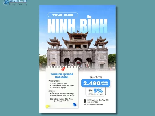 Mẫu 1 - tờ rơi quảng cáo tour du lịch 3 ngày 2 đêm ở Ninh Bình