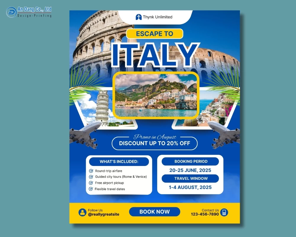Mẫu 31 - tờ rơi giới thiệu tour du lịch nước Italy