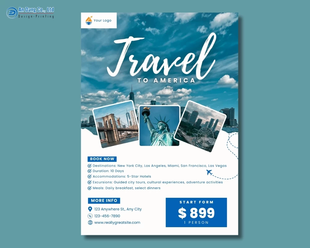 Mẫu 32 - tờ rơi quảng cáo tour du lịch nước Mỹ