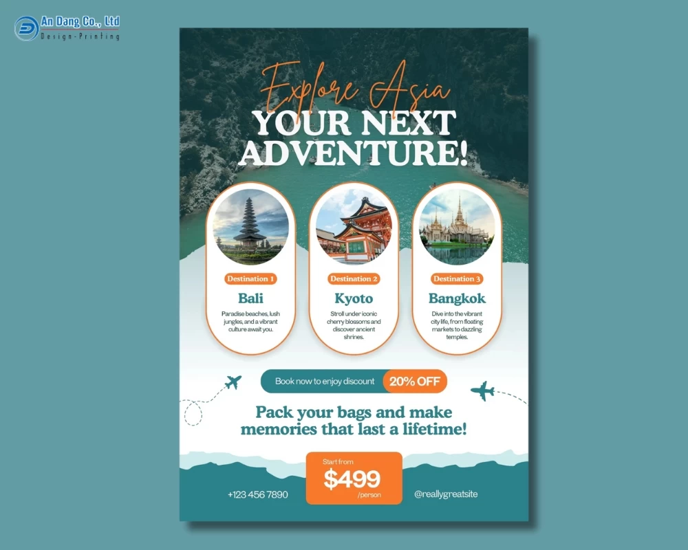 Mẫu 33 - tờ rơi du lịch khám phá các nước châu Á