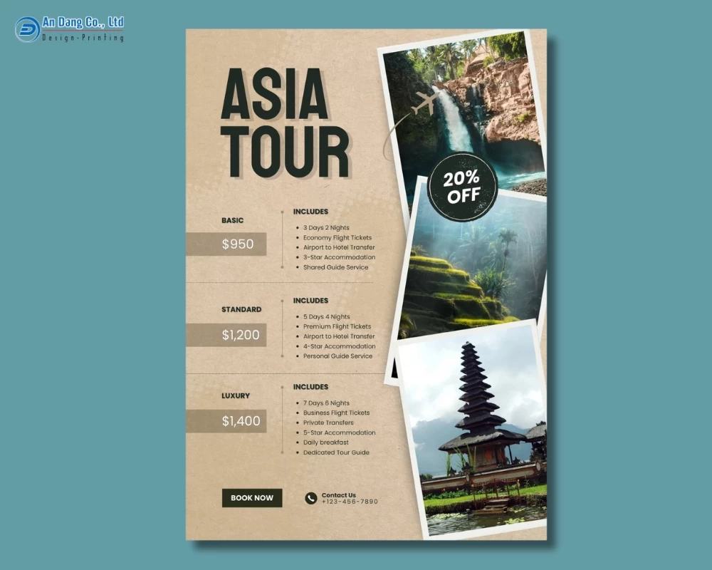 Mẫu 38 - tờ rơi quảng cáo tour du lịch các nước châu Á