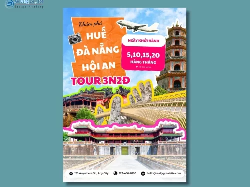 Mẫu 2 - tờ rơi quảng cáo tour du lịch Huế - Đà Nẵng - Hội An
