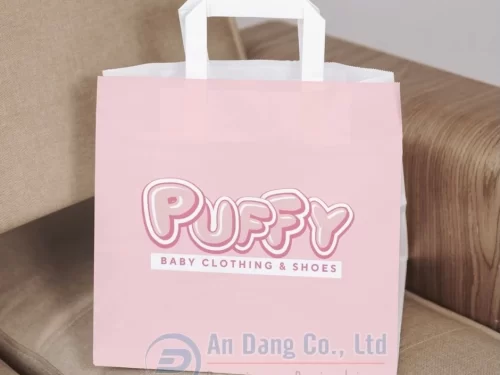 Mẫu túi giấy cho shop thời trang trẻ em PUFFY