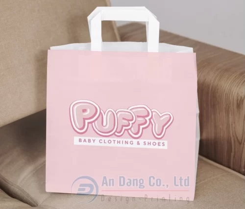 Mẫu túi giấy cho shop thời trang trẻ em PUFFY