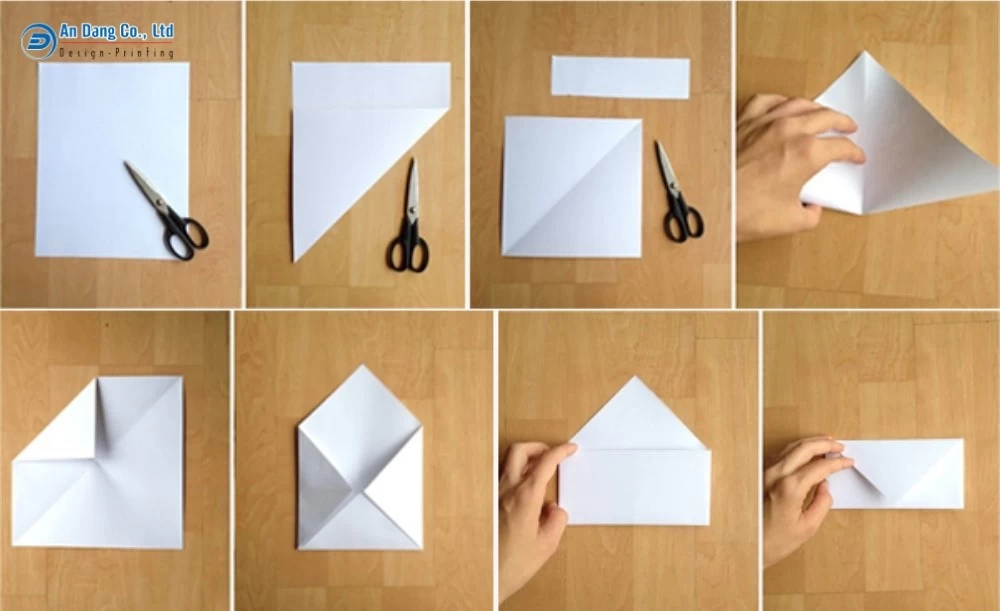 Cách gấp bao thư dạng chữ nhật truyền thống