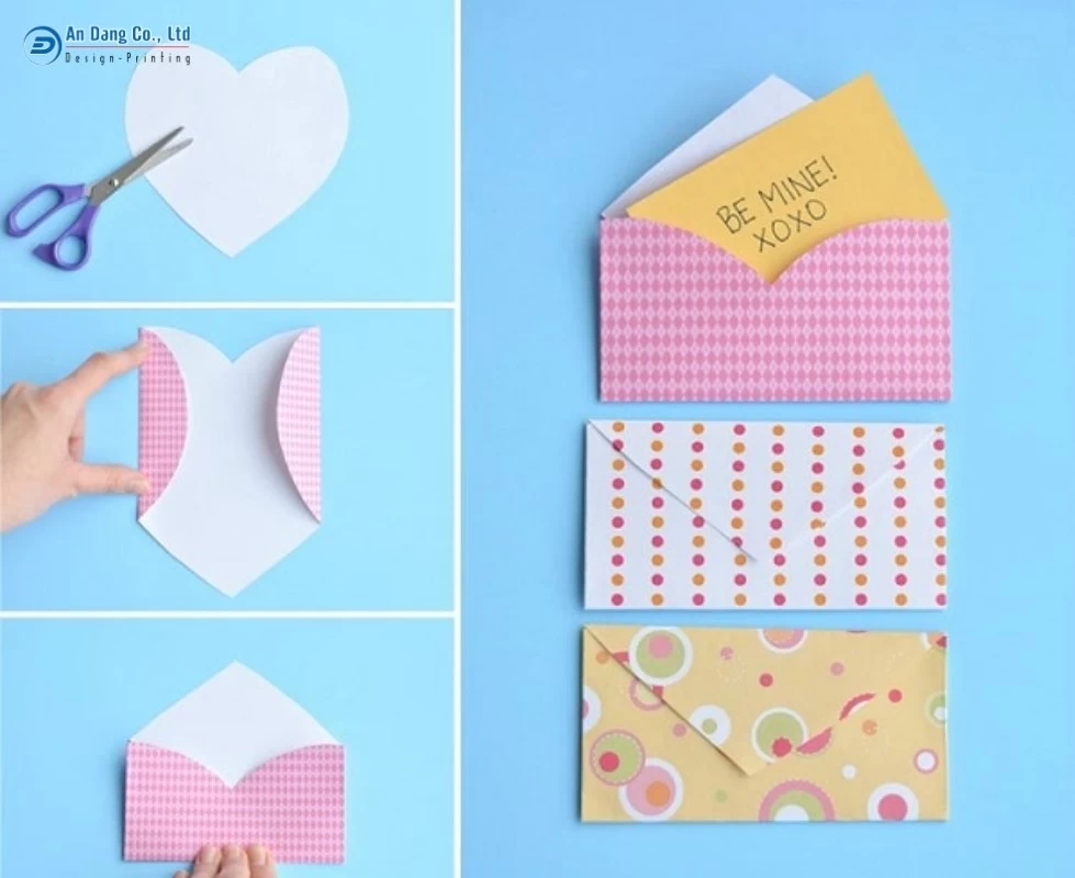 Cách gấp bao thư hình trái tim