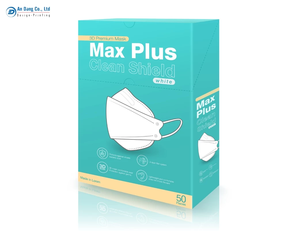Mẫu hộp đựng khẩu trang có thể hiện đầy đủ các thông tin sản phẩm
