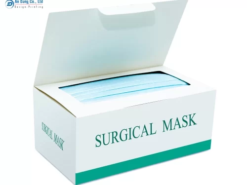 Mẫu hộp giấy khẩu trang nắp gập đáy cài