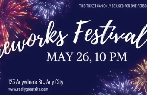 Mẫu 2 - vé sự kiện cho lễ hội bắn pháo hoa