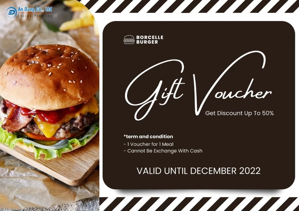 Mẫu 8 - voucher giảm giá cho tiệm bánh hamburger