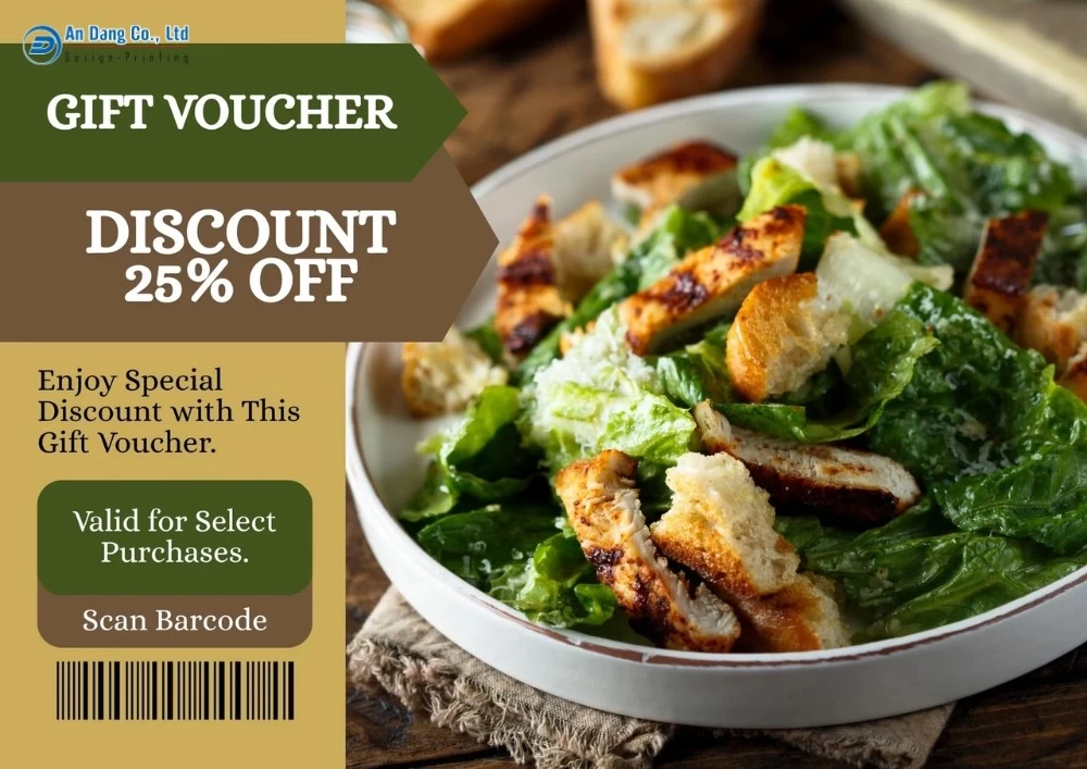Mẫu 13 - thẻ giảm giá 25% cho quán ăn