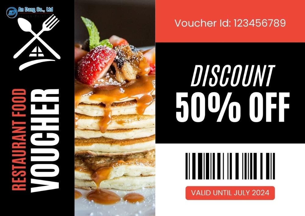 Mẫu 16 - phiếu voucher giảm 50% cho nhà hàng