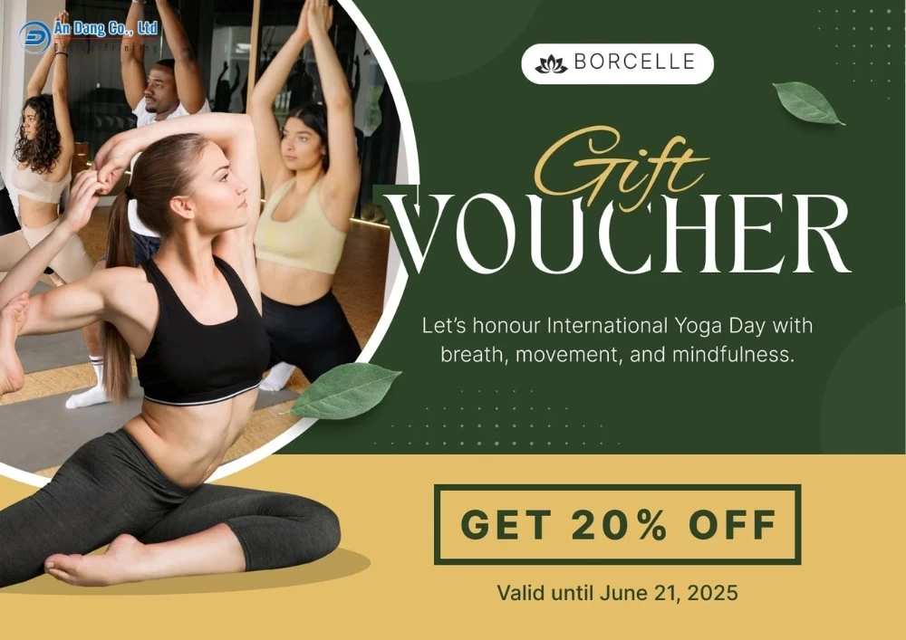 Mẫu 18 - phiếu voucher giảm giá 20% cho lớp học yoga