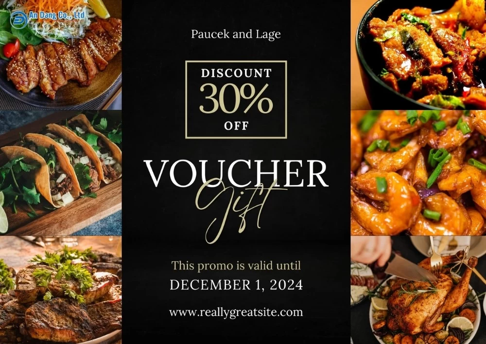 Mẫu 19 - thẻ voucher giảm giá 30% cho nhà hàng